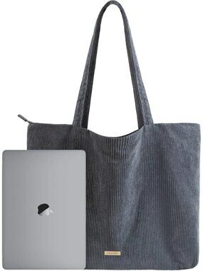 VANDEL Women's Stone Corduroy Tote Bag Aesthetic with Zipper and Inner Pockets
